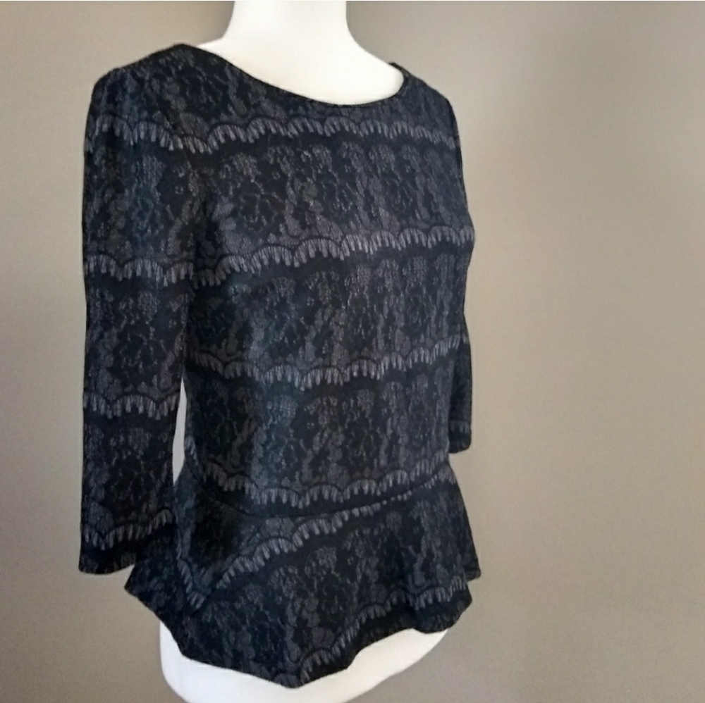 Black lace peplume blouse